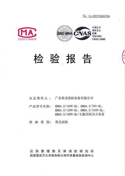 China Guangdong Air Giant Fire Equipment Co.,Ltd. certificaciones